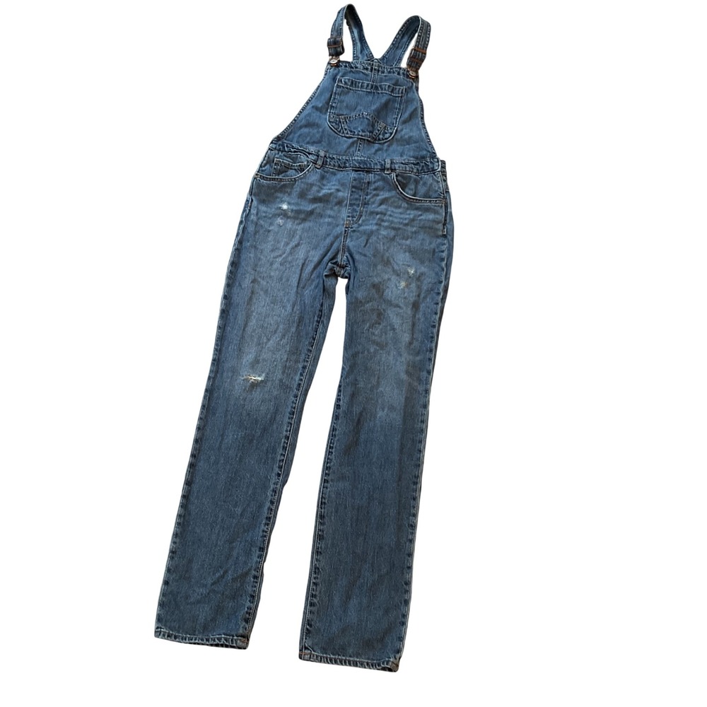 Gap Kids Denim Overalls Medium Wash Straight Leg‎ Distressed XXL 1193